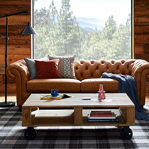 Amazon Brand - Stone & Beam Bradbury Chesterfield Tufted Leather Sofa Couch, 92.9"W, Cognac