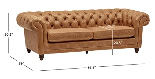 Amazon Brand - Stone & Beam Bradbury Chesterfield Tufted Leather Sofa Couch, 92.9"W, Cognac