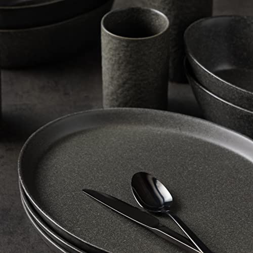 Stone by Mercer Project KATACHI Stoneware 32-Piece Dinnerware Set, Charcoal