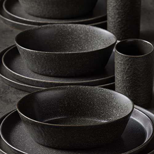 Stone by Mercer Project KATACHI Stoneware 32-Piece Dinnerware Set, Charcoal
