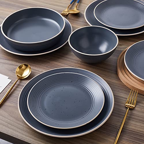 Stone lain Lauren Stoneware Dinnerware Set, 32-Piece Service for 8, Charcoal