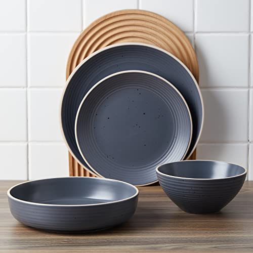 Stone lain Lauren Stoneware Dinnerware Set, 32-Piece Service for 8, Charcoal