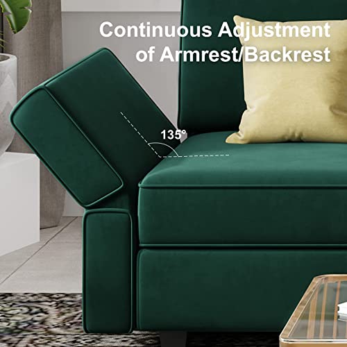 Belffin Modular Sectional Sofa with Storage Seat Oversized U Shaped Couch with Reversible Chaise Velvet Sofa Set with Ottoman Green