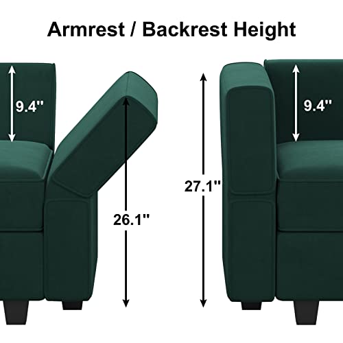 Belffin Modular Sectional Sofa with Storage Seat Oversized U Shaped Couch with Reversible Chaise Velvet Sofa Set with Ottoman Green