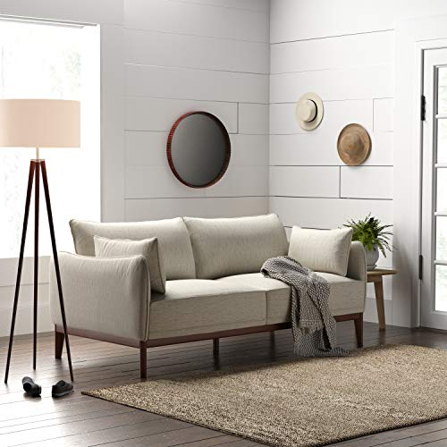 Amazon Brand – Stone & Beam Hillman Mid-Century Sofa Couch with Wood Base and Legs, 78"W, Ivory