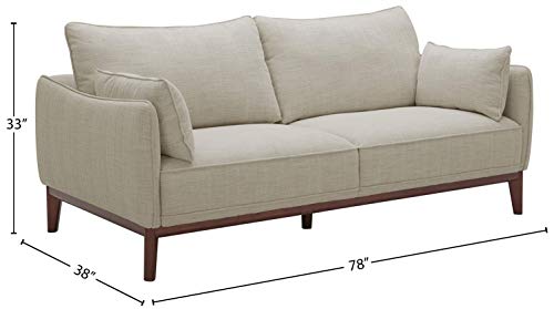 Amazon Brand – Stone & Beam Hillman Mid-Century Sofa Couch with Wood Base and Legs, 78"W, Ivory