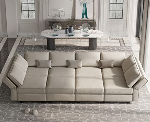 Belffin Modular Sectional Sofa with Storage Chaises Sectional Sleeper Sofa Couch 8 Seat Sectional Sofa Bed Grey…