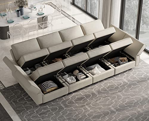 Belffin Modular Sectional Sofa with Storage Chaises Sectional Sleeper Sofa Couch 8 Seat Sectional Sofa Bed Grey…