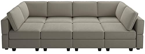 Belffin Modular Sectional Sofa with Storage Chaises Sectional Sleeper Sofa Couch 8 Seat Sectional Sofa Bed Grey…