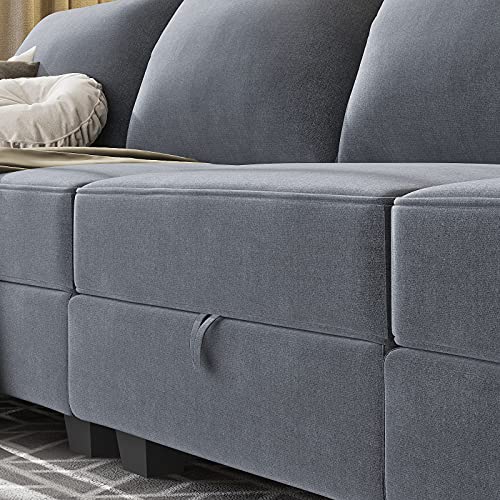 HONBAY Modular Sectional Sofa U Shaped Couch Reversible Sofa Couch with Storage Seat, Bluish Grey