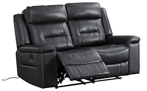 Signature Design by Ashley McAdoo Reclining Power Loveseat, 66"W x 38"D x 42"H, Black