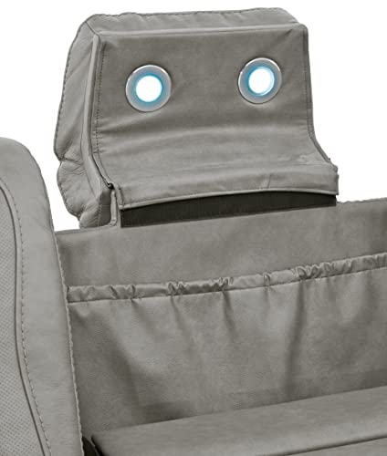 Signature Design by Ashley The Man-Den Leather Power Reclining Sofa with Adjustable Headrests & Wireless Charging, Gray