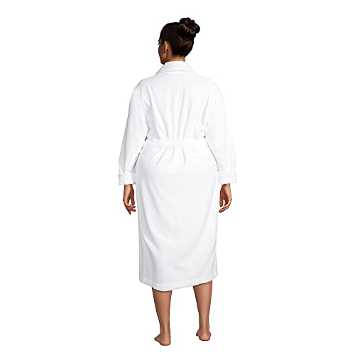 Lands' End Women's Long Sleeve Cotton Spa Bath Robe White Regular Large