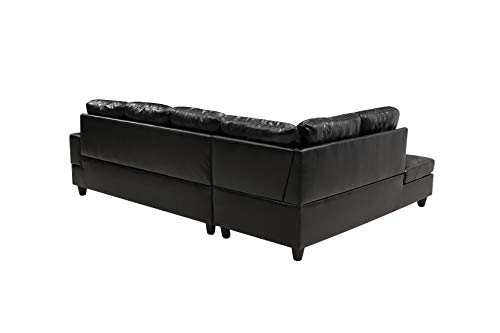 DHHU 3 Piece Living Room Furniture Set, Couch with Storage Footrest, Sectional Sofa for Home, Office, Studio, 103" x 72.5" x 32", D-L-Shaped/Black
