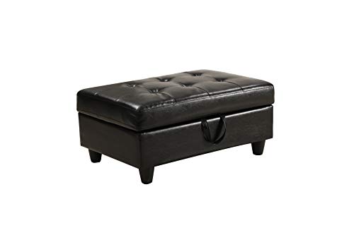 DHHU 3 Piece Living Room Furniture Set, Couch with Storage Footrest, Sectional Sofa for Home, Office, Studio, 103" x 72.5" x 32", D-L-Shaped/Black