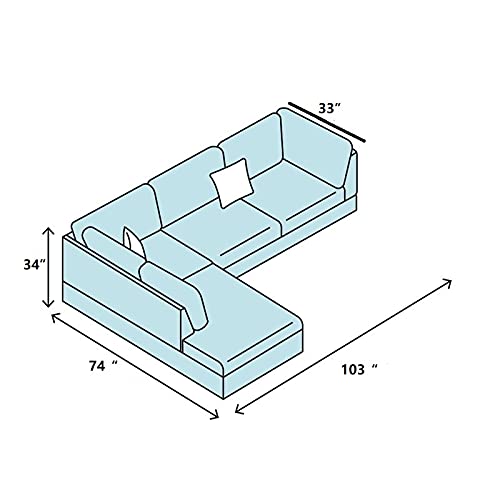 DHHU 3 Piece Living Room Furniture Set, Couch with Storage Footrest, Sectional Sofa for Home, Office, Studio, 103" x 72.5" x 32", D-L-Shaped/Black