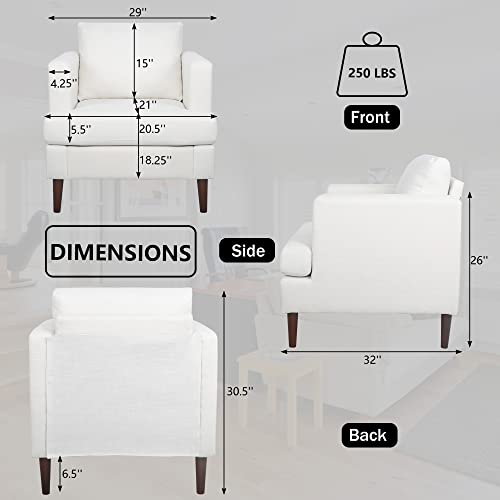 AVZEAR Upholstered Velvet 3-Seat Sofa, Apartment Sofa Sectional Sofa 3 Seater Solid Wood Legs Sofa Couches Bedroom Sofas Mid Century Modern Sofa Couch for Living Room (White,1+3)