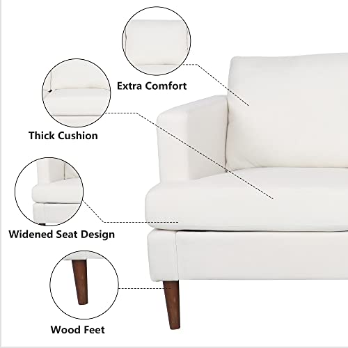 AVZEAR Upholstered Velvet 3-Seat Sofa, Apartment Sofa Sectional Sofa 3 Seater Solid Wood Legs Sofa Couches Bedroom Sofas Mid Century Modern Sofa Couch for Living Room (White,1+3)