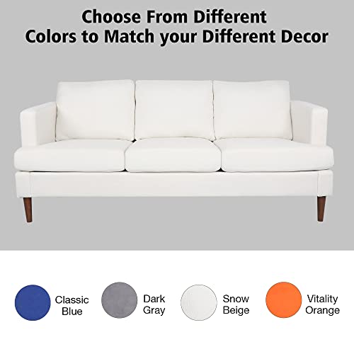 AVZEAR Upholstered Velvet 3-Seat Sofa, Apartment Sofa Sectional Sofa 3 Seater Solid Wood Legs Sofa Couches Bedroom Sofas Mid Century Modern Sofa Couch for Living Room (White,1+3)