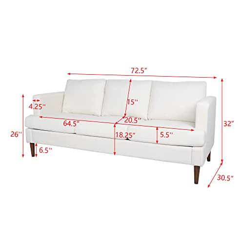 AVZEAR Upholstered Velvet 3-Seat Sofa, Apartment Sofa Sectional Sofa 3 Seater Solid Wood Legs Sofa Couches Bedroom Sofas Mid Century Modern Sofa Couch for Living Room (White,1+3)