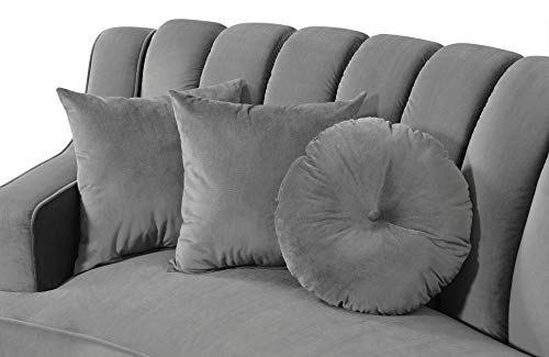 Legend Vansen Velvet Sofa for Living Room Oversized Round Shape Sectional, 142" L x 31" D x 36" H, Grey