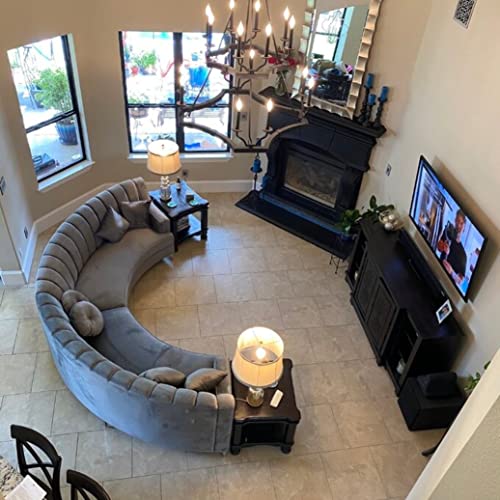 Legend Vansen Velvet Sofa for Living Room Oversized Round Shape Sectional, 142" L x 31" D x 36" H, Grey