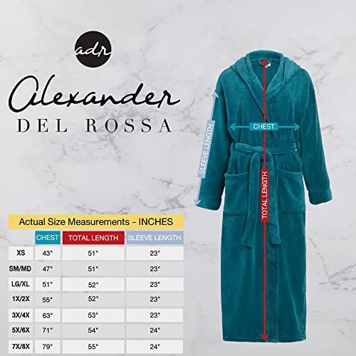 Alexander Del Rossa Women’s Robe, Plush Fleece Hooded Bathrobe with Two Large Front Pockets and Tie Closure, Purple, Small-Medium