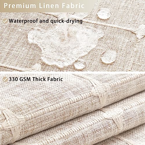 Boho Farmhouse Beige Cotton Shower Curtain Set