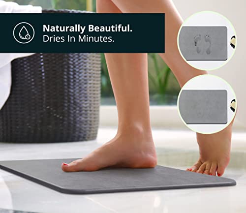 EARTHSTONE - Stone Bath Mat, Diatomaceous Earth Bath Mat, Ultra-Absorbent Non-Slip Quick Drying Stone Shower Mat, Natural & Elegant Diatomite Stone Bath Mat, Easy to Clean (23.6 x 15.4)