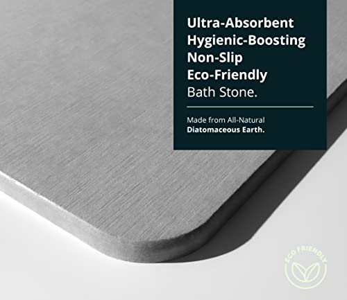 EARTHSTONE - Stone Bath Mat, Diatomaceous Earth Bath Mat, Ultra-Absorbent Non-Slip Quick Drying Stone Shower Mat, Natural & Elegant Diatomite Stone Bath Mat, Easy to Clean (23.6 x 15.4)