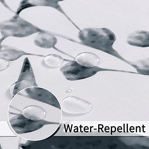 Modern Grey Floral Shower Curtain Set with Hooks