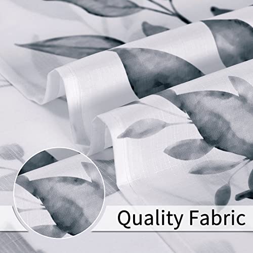 Modern Grey Floral Shower Curtain Set with Hooks