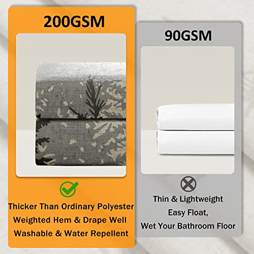 SMABU Grey Linen Mountain Shower Curtain Rustic Cream Linen Fabric Shower Curtain with Hooks Grey and Beige Cloth Shower Curtain Gray Misty Forest Tree Nature Scene Shower Curtains for Bathroom, 72x72