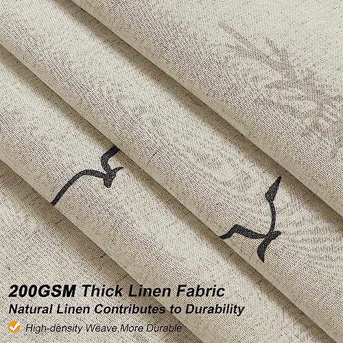 SMABU Grey Linen Mountain Shower Curtain Rustic Cream Linen Fabric Shower Curtain with Hooks Grey and Beige Cloth Shower Curtain Gray Misty Forest Tree Nature Scene Shower Curtains for Bathroom, 72x72