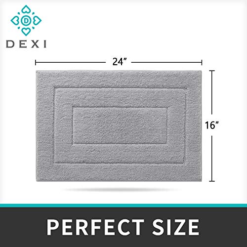 DEXI Bathroom Rug Mat, Extra Soft Absorbent Premium Bath Rug, Non-Slip Comfortable Bath Mat, Carpet for Tub, Shower, Bath Room, Machine Wash Dry, 16"x24", Light Grey