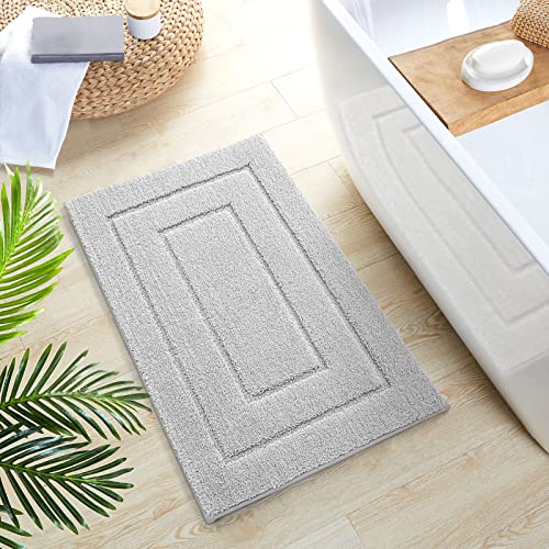 DEXI Bathroom Rug Mat, Extra Soft Absorbent Premium Bath Rug, Non-Slip Comfortable Bath Mat, Carpet for Tub, Shower, Bath Room, Machine Wash Dry, 16"x24", Light Grey