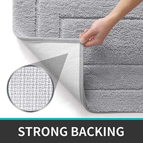 DEXI Bathroom Rug Mat, Extra Soft Absorbent Premium Bath Rug, Non-Slip Comfortable Bath Mat, Carpet for Tub, Shower, Bath Room, Machine Wash Dry, 16"x24", Light Grey
