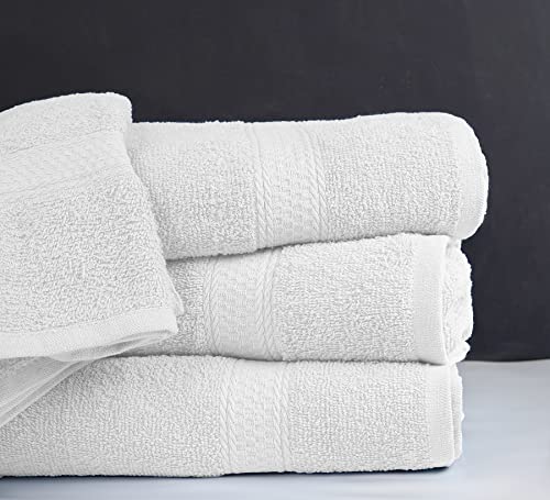 Brooklyn Linen Bath Towels 100% Cotton, White, 22x46, Towels for Bathroom, Pool Towels, Hotel Towels, Gym Towels, Towels for Spa, Pack of 6 Towel Set
