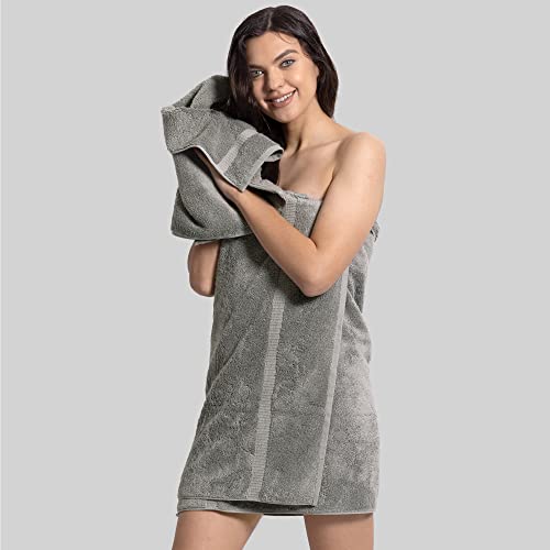 Chakir Turkish Linens 100% Cotton Premium Turkish Towels for Bathroom | 27'' x 54'' (4-Piece Bath Towels - Gray)