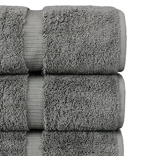 Chakir Turkish Linens 100% Cotton Premium Turkish Towels for Bathroom | 27'' x 54'' (4-Piece Bath Towels - Gray)