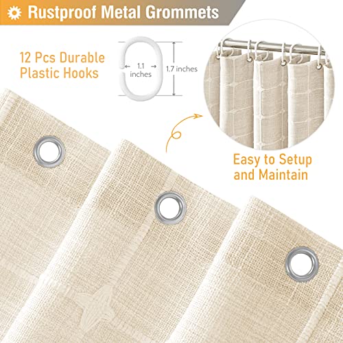 Boho Farmhouse Shower Curtain with Tassels - 72x72