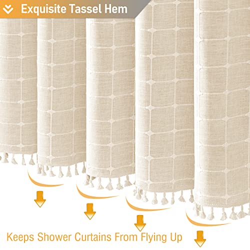 Boho Farmhouse Shower Curtain with Tassels - 72x72