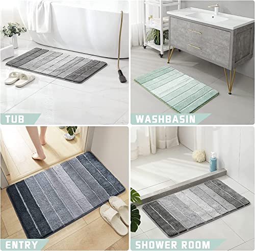 BlissJolly Non Slip Bathroom Rug - Soft and Absorbent Microfibrer Bath Mats for Bathroom, Machine Wash Dry, Plush Shaggy Bath Mat Rugs for Shower, Tub, Floor - 17x24,Grey