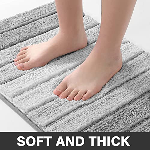 BlissJolly Non Slip Bathroom Rug - Soft and Absorbent Microfibrer Bath Mats for Bathroom, Machine Wash Dry, Plush Shaggy Bath Mat Rugs for Shower, Tub, Floor - 17x24,Grey