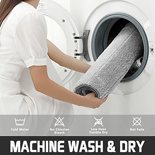 BlissJolly Non Slip Bathroom Rug - Soft and Absorbent Microfibrer Bath Mats for Bathroom, Machine Wash Dry, Plush Shaggy Bath Mat Rugs for Shower, Tub, Floor - 17x24,Grey
