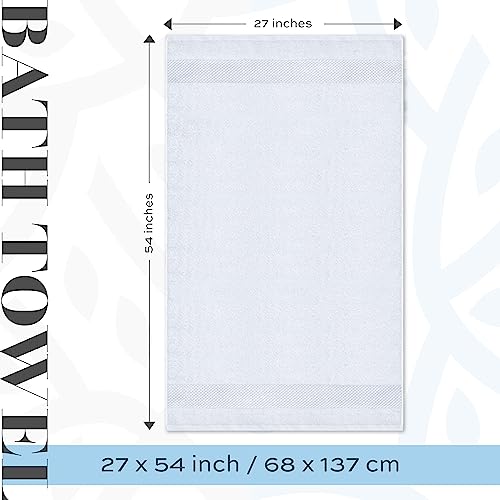 Luxury White Bath Towels Extra Large | 100% Soft Cotton 700 GSM Thick 2Ply Absorbent Quick Dry Hotel Bathroom Towel | 27x54 Inch | White | Set of 4