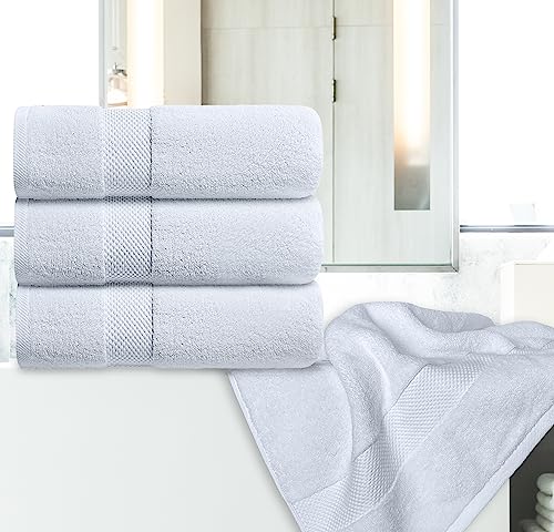 Luxury White Bath Towels Extra Large | 100% Soft Cotton 700 GSM Thick 2Ply Absorbent Quick Dry Hotel Bathroom Towel | 27x54 Inch | White | Set of 4