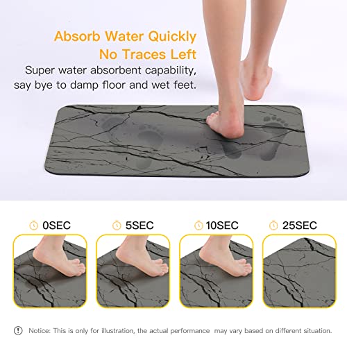 SVOHZAV Diatomaceous Earth Bath Mat Non-Slip Quick Drying Floor Mat Super Absorbent Fit Underdoor Mat for Shower Bathroom Sink Floor Rug 23.6" L x 15.4" W (60 * 39 cm,Rectangle)- (Grey Strip)