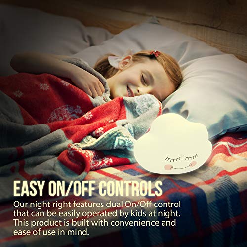 Night Light for Kids – LED Soft Light for Nursery Bed, AAA Battery Operated or Direct USB Charge – Lamp for Boy and Girl Children Bedroom, Perfect Toddler Gift Choice
