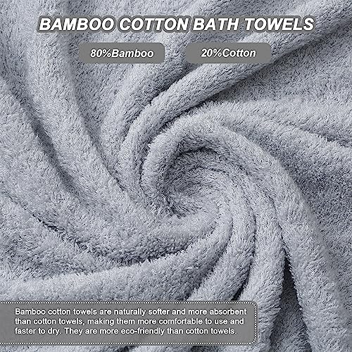 Aibaser Bamboo Cotton Bath Towels-27x54inch - Natural, Ultra Absorbent Towels for Bathroom (6 Piece Set)